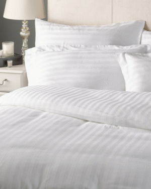 White 400TC cotton bedsheet with satin stripes